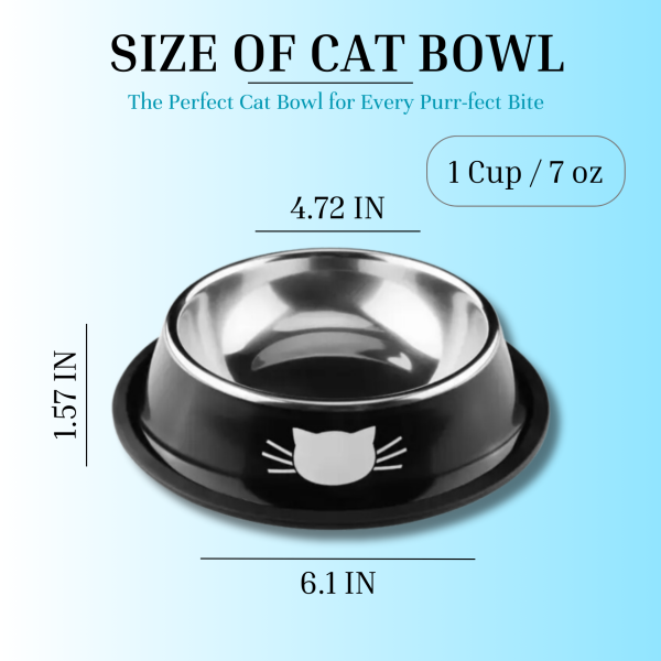 PAWHEAVENBYSOHAIB 3 Pack Stainless Steel Cat Bowls with 2 Spoons and 2 Cat Toys, Non-Slip Cat Feeder with Curved Sides to Prevent Whisker Fatigue, Cat Bowl - Image 3