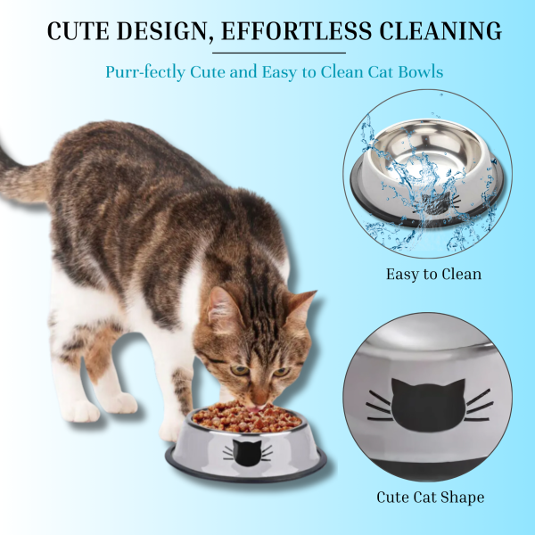 PAWHEAVENBYSOHAIB 3 Pack Stainless Steel Cat Bowls with 2 Spoons and 2 Cat Toys, Non-Slip Cat Feeder with Curved Sides to Prevent Whisker Fatigue, Cat Bowl - Image 5