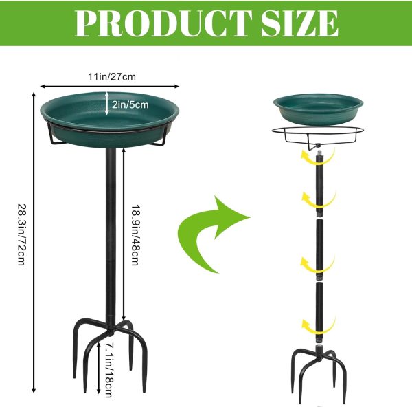 PAW HEAVEN BY SOHAIB 28 In Freestanding Birdbaths Standing Garden Bird Bath Bird Feeder Bowl with Metal Stake, Detachable Decoration Spa Birdfeeder for Garden Patio Yard Lawn. - Image 4