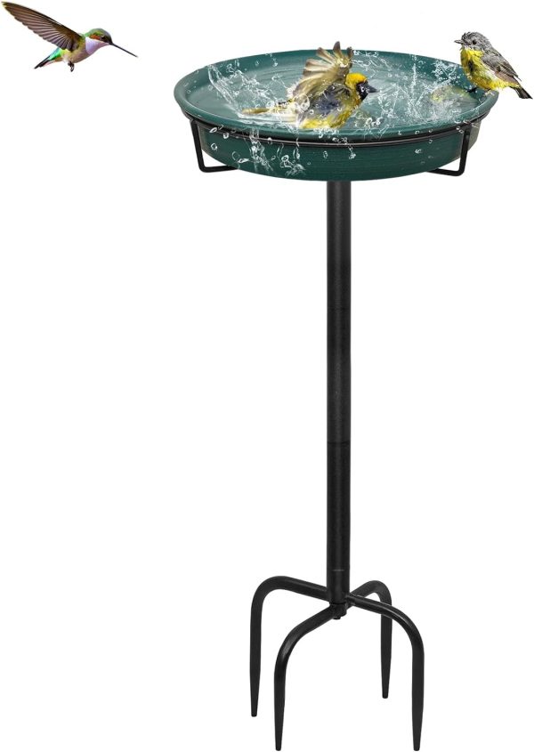 PAW HEAVEN BY SOHAIB 28 In Freestanding Birdbaths Standing Garden Bird Bath Bird Feeder Bowl with Metal Stake, Detachable Decoration Spa Birdfeeder for Garden Patio Yard Lawn.