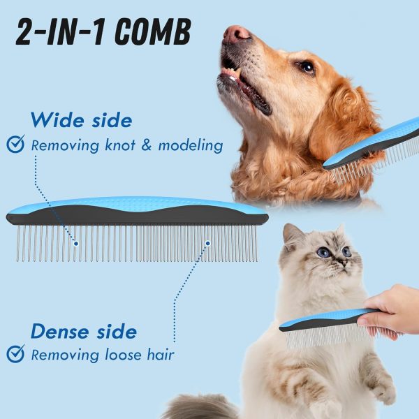 PAW HEAVEN BY SOHAIB Pet Grooming Brush and Comb for Pets, Cat Brush Dog Brush for Shedding, Undercoat Rake for Dogs Grooming, Demating Deshedding Brush Dogs Shedding Tool for Long matted Haired Pets, Blue - Image 3