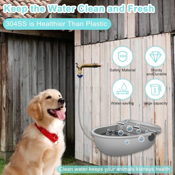 PAW HEAVEN BY SOHAIB Drinking Trough for Pets, Automatic Water Bowl Dispenser for Dog, 304 Stainless Steel Animal Waterer Kit with Float Valve,for Livestock, Horse, Dog,Goat, Pig, Chicken, Animals Drinking Water Trough - Image 3