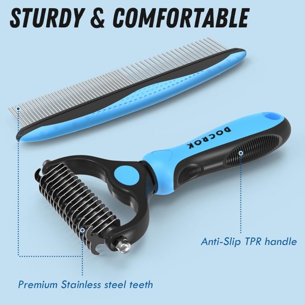 PAW HEAVEN BY SOHAIB Pet Grooming Brush and Comb for Pets, Cat Brush Dog Brush for Shedding, Undercoat Rake for Dogs Grooming, Demating Deshedding Brush Dogs Shedding Tool for Long matted Haired Pets, Blue - Image 2