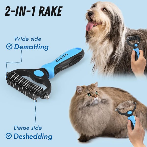 PAW HEAVEN BY SOHAIB Pet Grooming Brush and Comb for Pets, Cat Brush Dog Brush for Shedding, Undercoat Rake for Dogs Grooming, Demating Deshedding Brush Dogs Shedding Tool for Long matted Haired Pets, Blue - Image 4