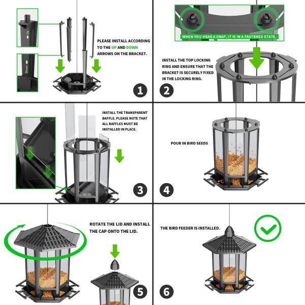 PAW HEAVEN BY SOHAIB 2 Pack Bird Feeders for Outdoor Hanging, Retro Pagoda Design Fun Installation Bird Feeder, Attracting Wild Birds Chickadees Goldfinches Cardinals finches and sparrows - Image 3