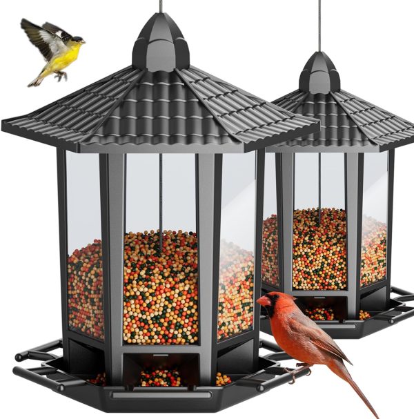 PAW HEAVEN BY SOHAIB 2 Pack Bird Feeders for Outdoor Hanging, Retro Pagoda Design Fun Installation Bird Feeder, Attracting Wild Birds Chickadees Goldfinches Cardinals finches and sparrows